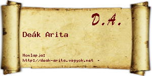 Deák Arita névjegykártya